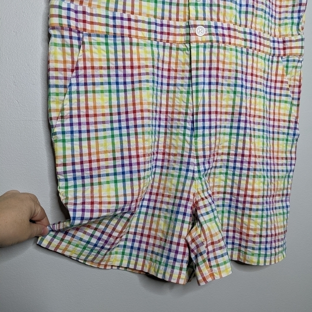 Target Pastel Rainbow Plaid Short-Sleeve Romper - Picture 3 of 9